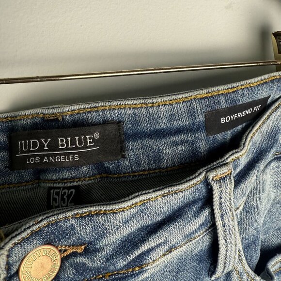 Judy Blue Jeans Distressed Boyfriend Medium Blue Size 15/32 - Picture 7 of 9